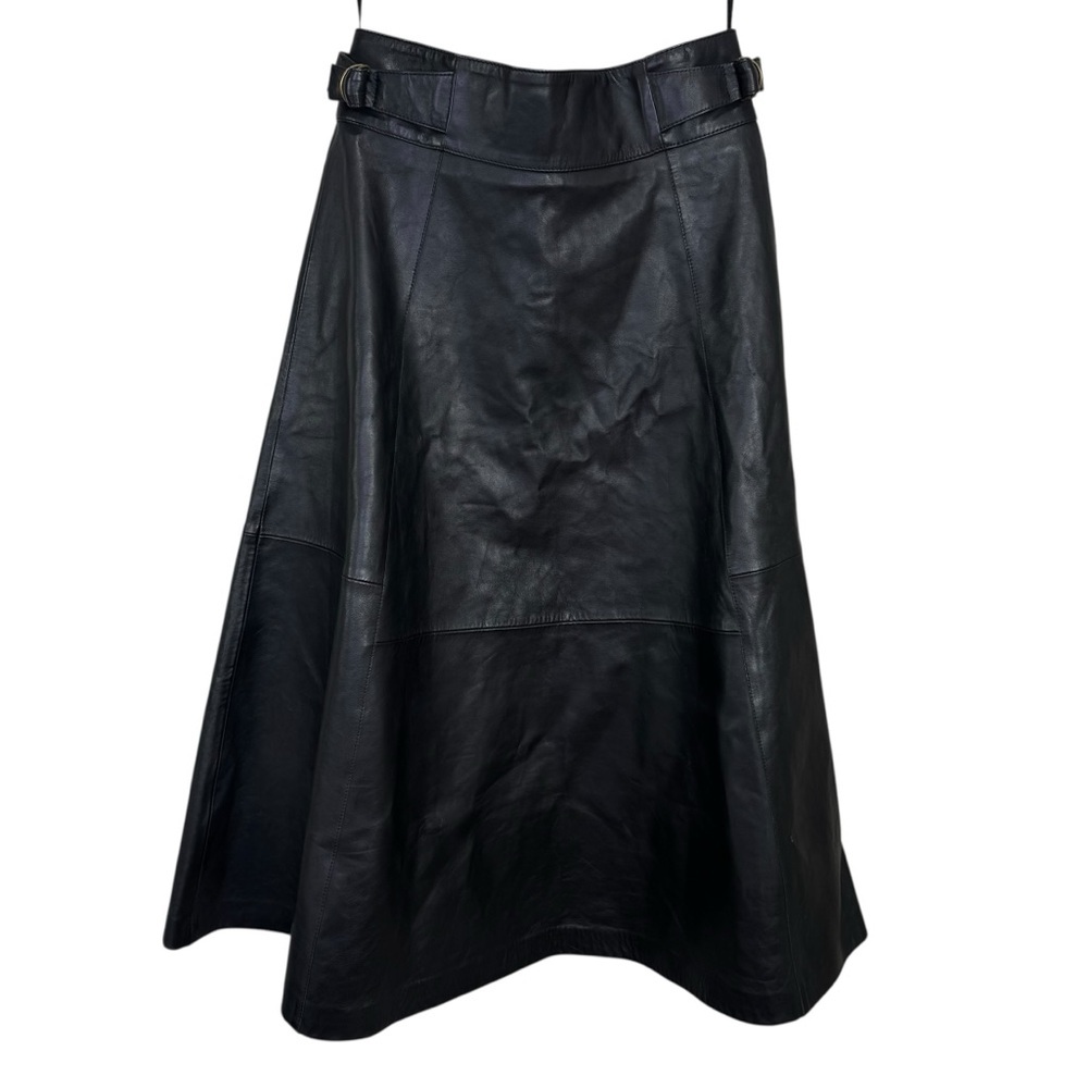 NEW Sezane Yasmine Lamb Leather Skirt in Black Size 8 - Picture 4 of 11